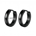 Orecchini a cerchio neri da 9mm in acciaio inossidabile per uomo stile punk minimal - Cerchio Nero Sottile Minimalista