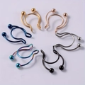 28er Set Edelstahl Nasenringe mit Zirkonia, verstellbare Clip-On Schmuckstücke für Unisex - Geweih-Ball / Stahlfarben