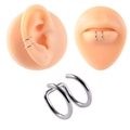 Polierte silberne Doppelband-Ohrmanschette und Lippenring ohne Piercing für Styling - Doppelring Offener Clip (Style-5)