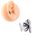 Poliertes silbernes Ohrclip mit Blumenmuster für Ohren ohne Löcher am realistischen Modell - Hohler Blumen Ear Cuff (Style-7)
