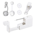6-piece disposable navel piercing kit with stainless steel rings and professional tools - Silver Curved Bar Zirconia Style (G)