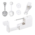 Disposable 14G navel piercing kit with stainless steel belly rings and professional tools - White Zirconia Style (D)