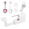 6-piece disposable navel piercing kit with pink crystal and acrylic rings for belly button - Pink Zirconia Style (B)