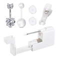 Disposable belly piercing gun kit with heart zircon navel ring and tool set - Double Heart Zirconia Style (C)