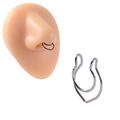 Verstellbarer silberner Fake-Nasenring und Lippenmanschette ohne Piercing - Zweireihiger Nasenclip mit rundem Ende (Style-12)