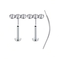Draadloze neuspiercing set met 3 kristallen en platte achterkant labret in zilver - Drie Zirkonia / 3 stuks/verpakking (16G/1,2mm)