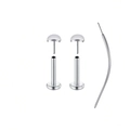 Detail van drie 16G roestvrijstalen labrets met halve maan en handig inzetgereedschap - Maan / 3 stuks/verpakking (16G/1,2mm)