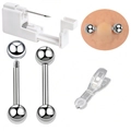 Body piercing set met roestvrijstalen barbell studs en professionele piercing gereedschap - Tongpiercing Kit / 4-delige set