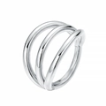 Sleek silver stainless steel triple layer hinged hoop ring for body piercing - Triple Ring Style / 1.2x8mm / Silver