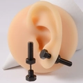 Creative black screw nut stud earrings in industrial style for punk rock fashion look - Black Hex Nut Screw Shape