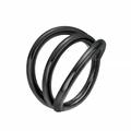 Triple layer black stainless steel septum clicker ring with a mirror polished finish - Triple Ring Style / 1.2x8mm / Black