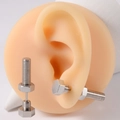Unisex stainless steel screw and nut stud earrings in a polished silver finish - Silver Hex Nut Screw Shape
