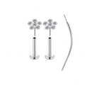 Dreiteiliges Edelstahl-Nasenstecker-Set mit Blumenmuster und klaren Zirkonsteinen - Blume / 3 Stück/Packung (16G/1,2mm)