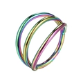 Triple layer hinged rainbow stainless steel nose ring hoop with iridescent metallic finish - Triple Ring Style / 1.2x8mm / Colorful