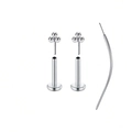 Silbernes Nasenstecker-Set aus Edelstahl ohne Gewinde mit flacher Rückseite und Stift - Drei Kugeln-Stil / 3 Stück/Packung (16G/1,2mm)