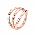 Three-layer rose gold stainless steel segment clicker ring with polished finish - Triple Ring Style / 1.2x8mm / Rose Gold