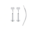 Set aus gewindelosen Nasensteckern mit Herz-Flachrücken und Einführhilfen-Werkzeug - Herz / 3 Stück/Packung (16G/1,2mm)