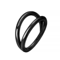 Polished black double hinged hoop ring for nose or ear piercing made of stainless steel - Double Layer Hoop Style / 1.2x8mm / Black