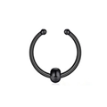 Black stainless steel horseshoe piercing ring with three beads for nose or lip jewelry - Movable Bead Horseshoe Ring (Style F)