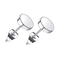 Orecchini a disco tondo in acciaio inossidabile argento lucido con chiusura a farfalla unisex - Stile Bottone Tondo Piatto / Argento