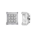 Square zircon magnetic earrings made of titanium steel for non-pierced ears, silver finish - 6mm / Square Pave Set Style (Style-4) / 1 Piece/Pack / Silver