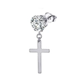 Dettaglio orecchino a croce argento con zircone rotondo e chiusura a farfalla sicura - Stile Pendente Croce Zirconia (Stile A Argento)