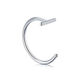 Polished silver non-piercing C-shaped lip ring with T-bar and ball end detail - No Ball Style / 1.0x8mm / Silver