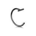 Polished black stainless steel C-shaped fake lip ring with smooth ball end detail - No Ball Style / 1.0x8mm / Black