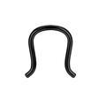 Detailed view of U-shaped black stainless steel nose ring with polished finish - Black