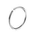 Gedetailleerde close-up van een gepolijste zilveren titanium stalen ring voor neus en oor - Stijl D-Zilver