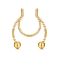 Detailansicht des U-förmigen goldenen Septum-Nasenrings mit poliertem Doppelbogen-Design - Gold