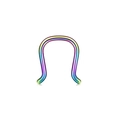 Close-up of a rainbow anodized stainless steel U-shaped septum retainer jewelry - 1.2x8 / Colorful