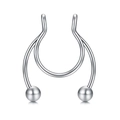 Polierter U-förmiger Septum-Nasenring aus Edelstahl mit glatten Kugeln und Metall-Finish - Silber
