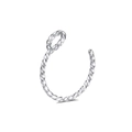 Polierter silberner C-Form Nasenring aus Edelstahl mit gedrehtem Design und kleiner Schlaufe - Stil E (Gedrehte U-Form) / 20.00g / Silber