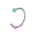 Regenbogenfarbener Edelstahl-Nasenring in C-Form mit einer runden Metallperle - Stil D (C-Form mit Kugel) / 20.00g / bunt