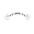 Minimalist curved eyebrow ring with clear acrylic balls and stainless steel barbell - Steel / 1.2x12x3mm / Silver Round Ball Style