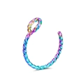 Regenbogen Titanstahl gedrehter C-Form Nasenring Piercing Körperschmuck - Stil E (Gedrehte U-Form) / 20.00g / bunt