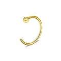 Detailansicht eines polierten goldenen C-Nasenrings mit glatter Metallkugel am Ende - Stil D (C-Form mit Kugel) / 20.00g / Gold