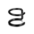 Minimalist double layer black stainless steel ear cuff clip on white background - Double Layer Smooth Style (B) / Black