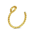 Detailansicht der goldenen Seilstruktur auf einem C-förmigen Titanstahl-Nasenring - Stil E (Gedrehte U-Form) / 20.00g / Gold
