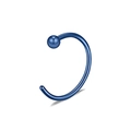 Makroaufnahme des blau galvanisierten C-förmigen Nasenrings aus Edelstahl mit kleiner Kugel - Stil D (C-Form mit Kugel) / 20.00g / Blau