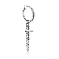 Silver stainless steel clip-on earring with cross pendant and chain for men - Cross Thin Chain Ear Clip (Style 18)