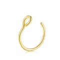 Detailweergave van een vergulde C-vormige neusring met een cirkelvormig ontwerp - Stijl C-Goud