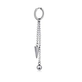 Silver chain tassel earrings with cone and ball pendants in a minimalist industrial style - Chain Spike Ball Pendant Hoop / Silver