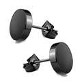 Detaillierte Nahaufnahme von minimalistischen schwarzen runden Edelstahl-Ohrsteckern - 3mm / Matte Ausführung