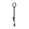 Black punk earring with long chain tassels and cone spike pendant for men - Chain Spike Ball Pendant Hoop / Black