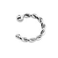 Polierter C-förmiger Nasenring aus Edelstahl mit gedrehtem Design und kleiner Silberkugel - Stil F (Gedrehte C-Form mit Kugel) / 20.00g / Silber