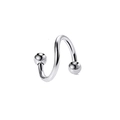 Detailed view of polished S-shaped stainless steel piercing stud with ball ends - Style J