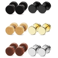 Set di 6 paia di orecchini a manubrio in legno e acciaio inossidabile multicolore - Set Assortito (6 Paia)