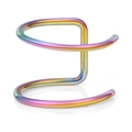 Regenbogenfarbene Edelstahl-Doppelschicht-Ohrmanschette mit polierter Oberfläche - bunt